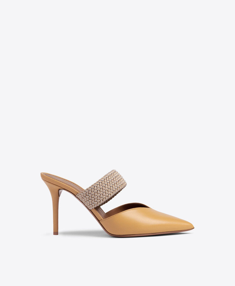 Maisie 85 Beige Leather Mules 1