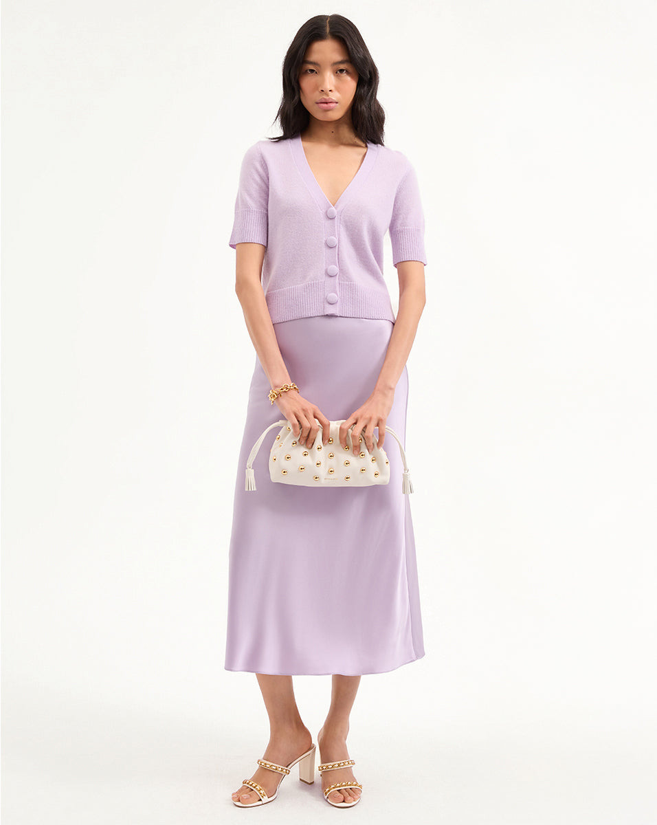CLOVER STRETCH-SILK SLIP SKIRT - 8