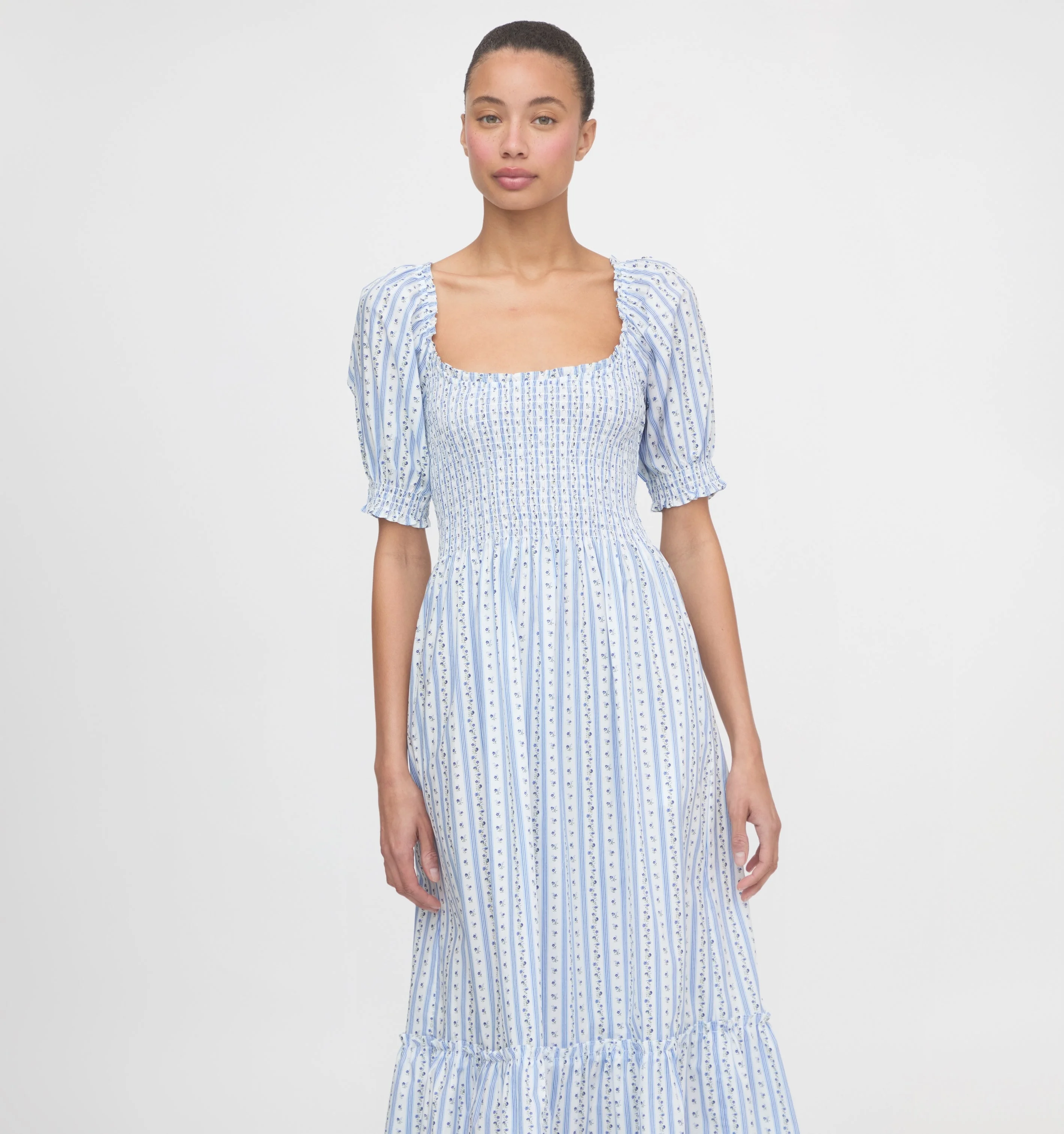The Louisa Nap Dress - Blue Petal Stripe - 1