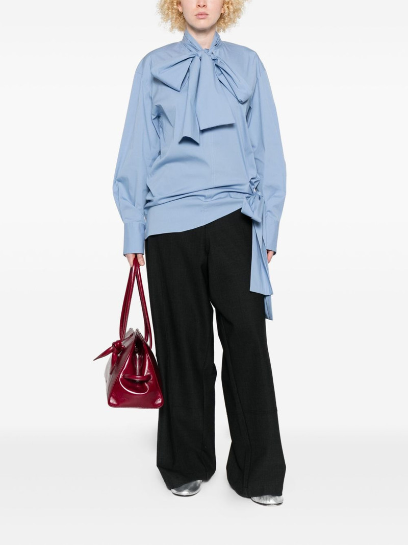 Plan C tie-neck wrap silk shirt outlook