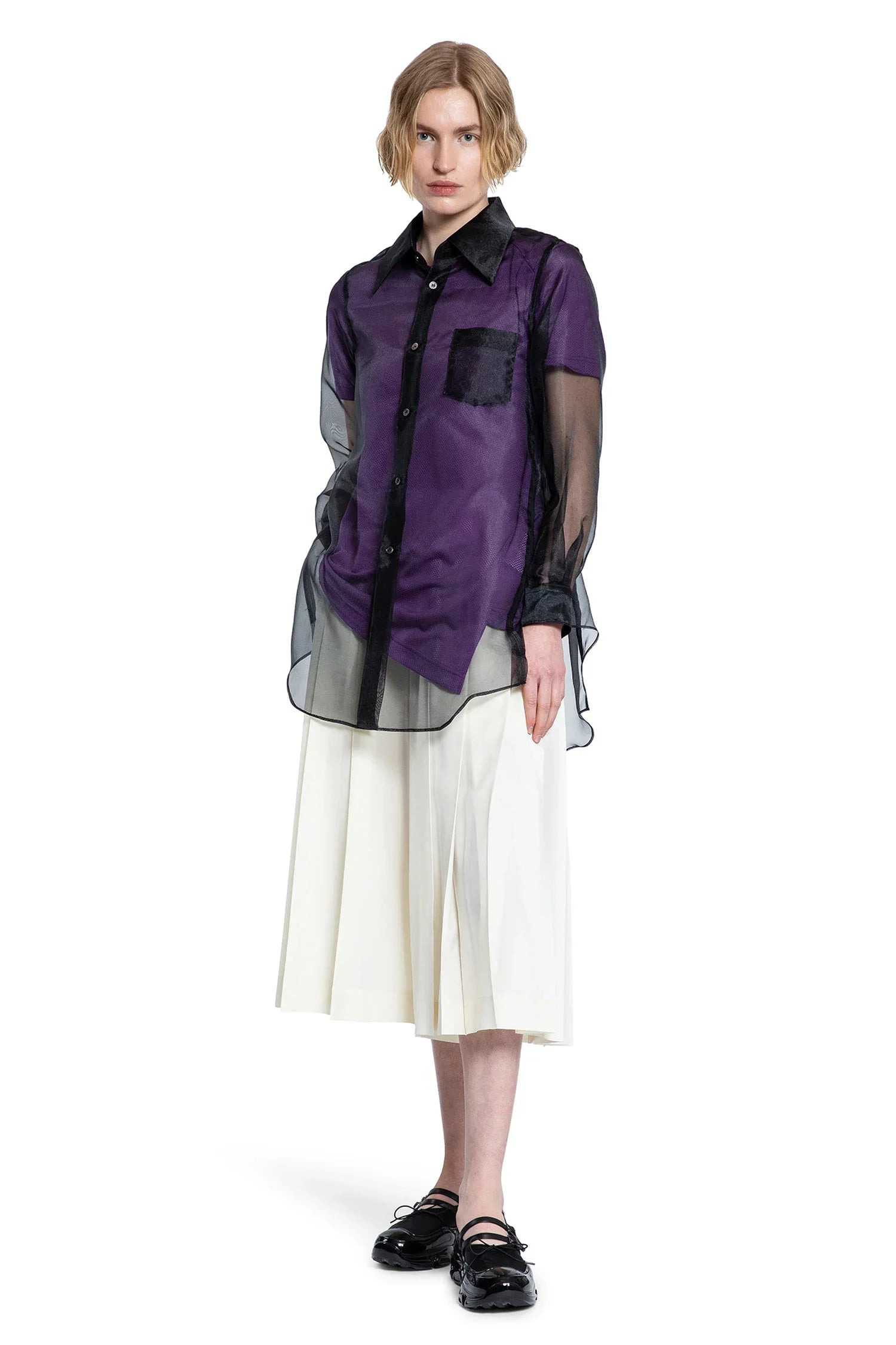 Asymmetric-Nylon-Mesh-T-Shirt - 4