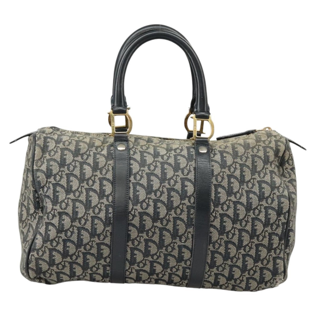 DIOR Trotter Canvas Hand Bag Navy Gold Silver - 13