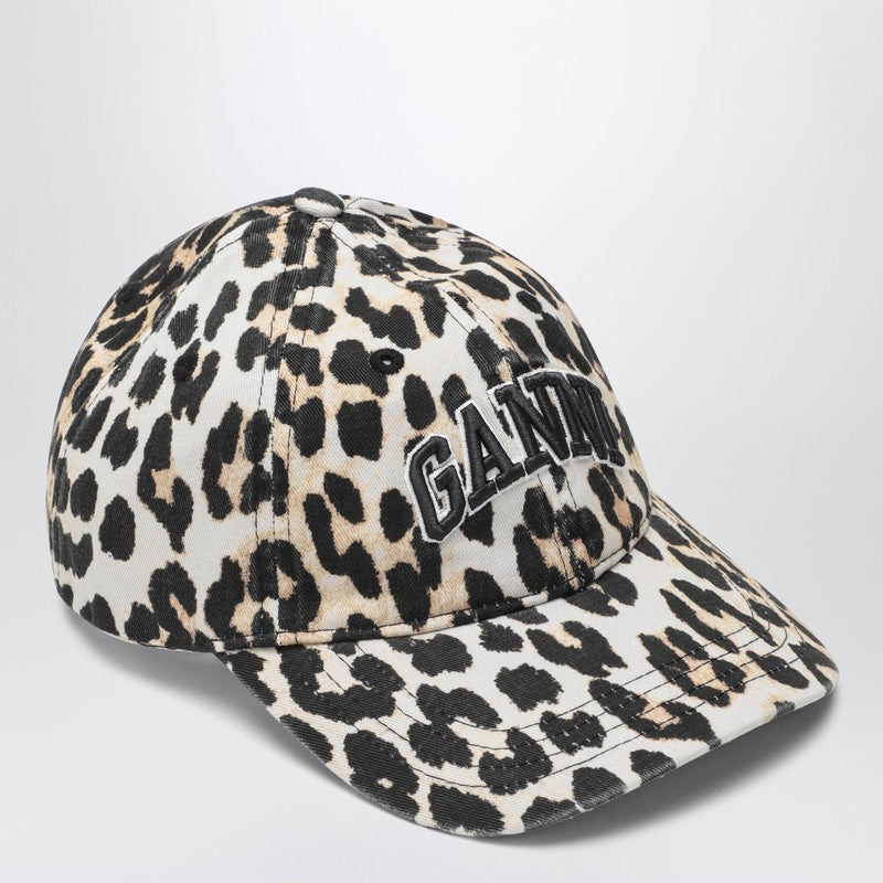 Ganni Leopard-Print Canvas Baseball Cap Women - 2