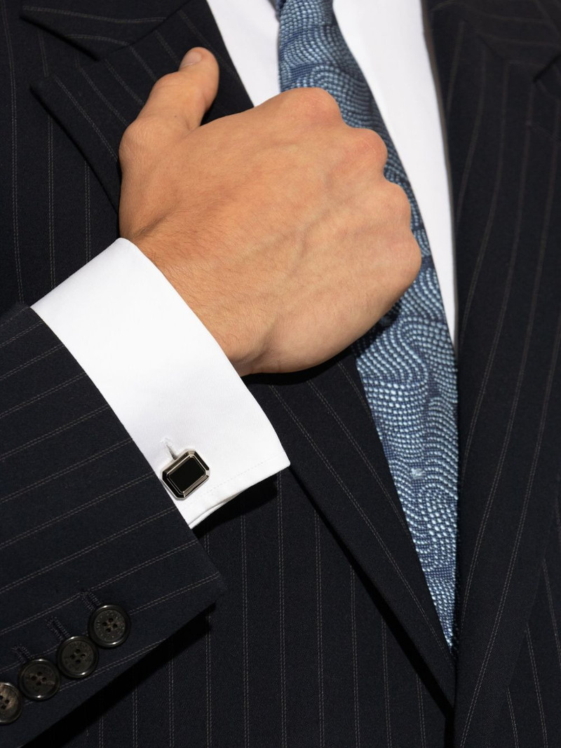 Lanvin platinum-plated rectangular cufflinks outlook