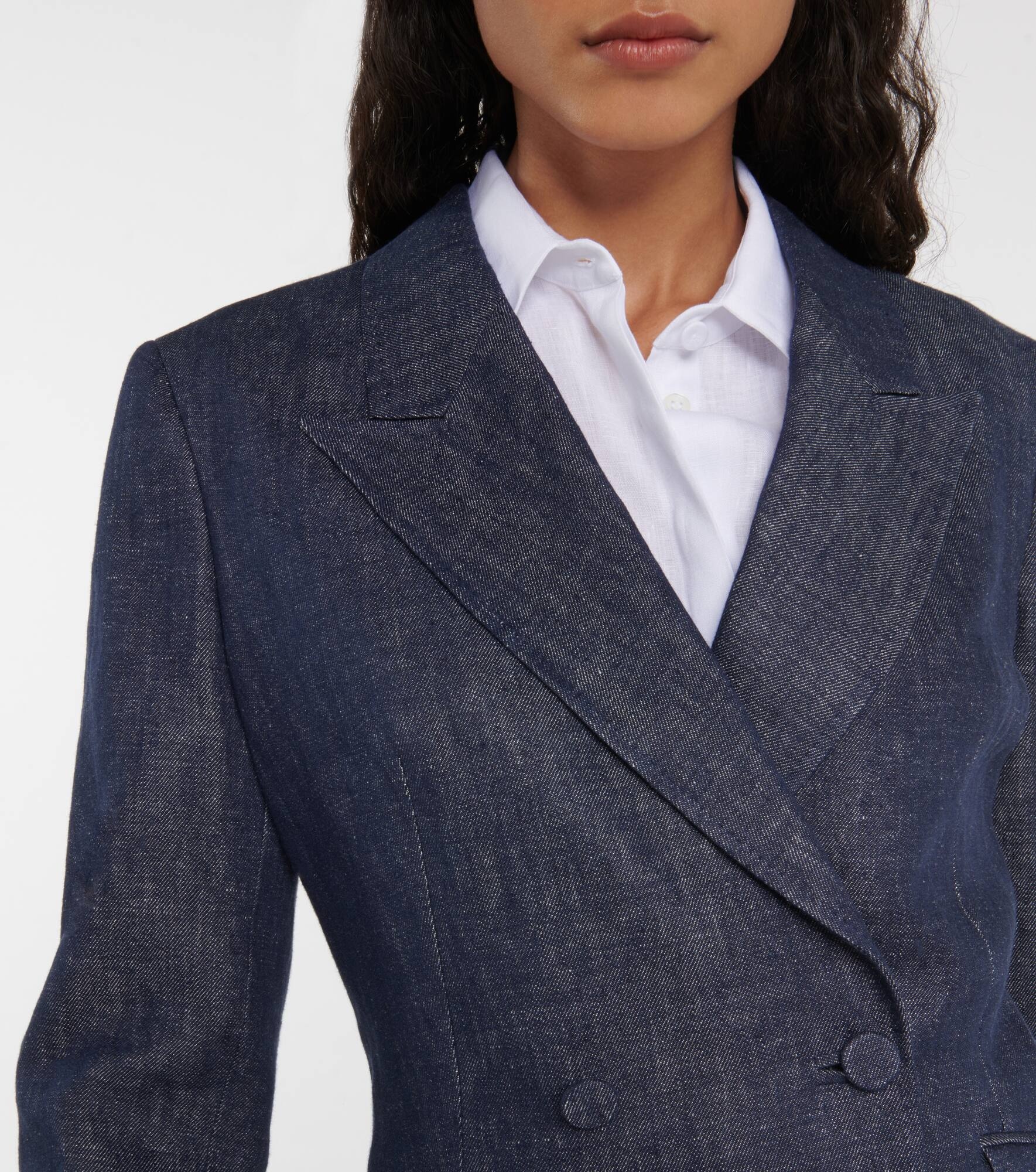 Double-breasted linen blazer - 4