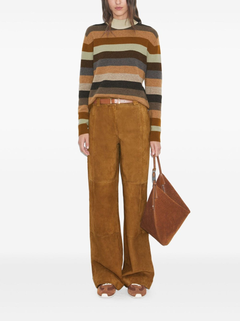 TORY BURCH suede panelled trousers outlook