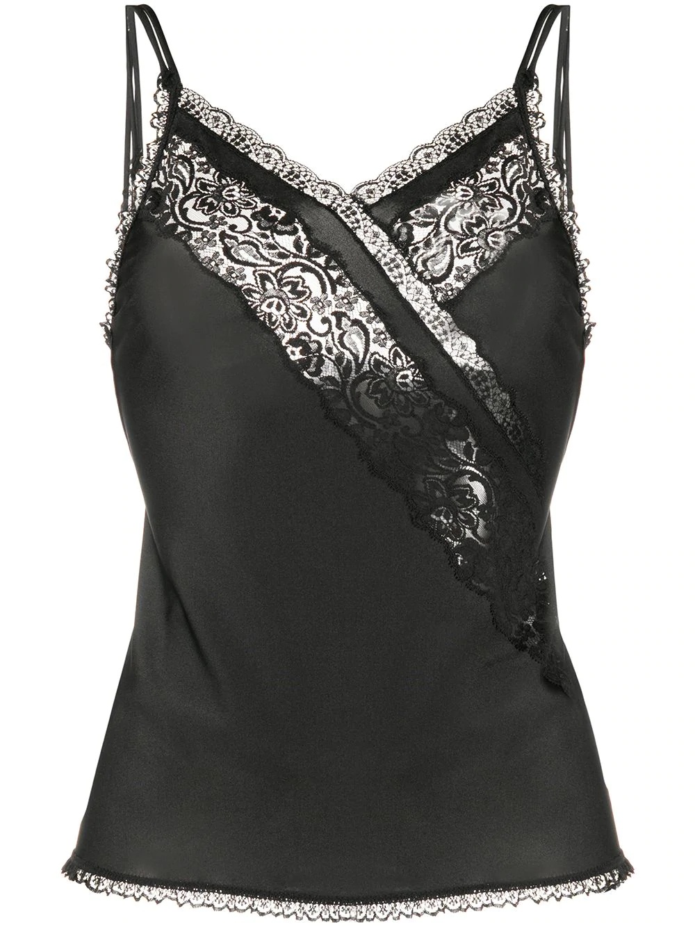 lace-insert lingerie-style top - 1