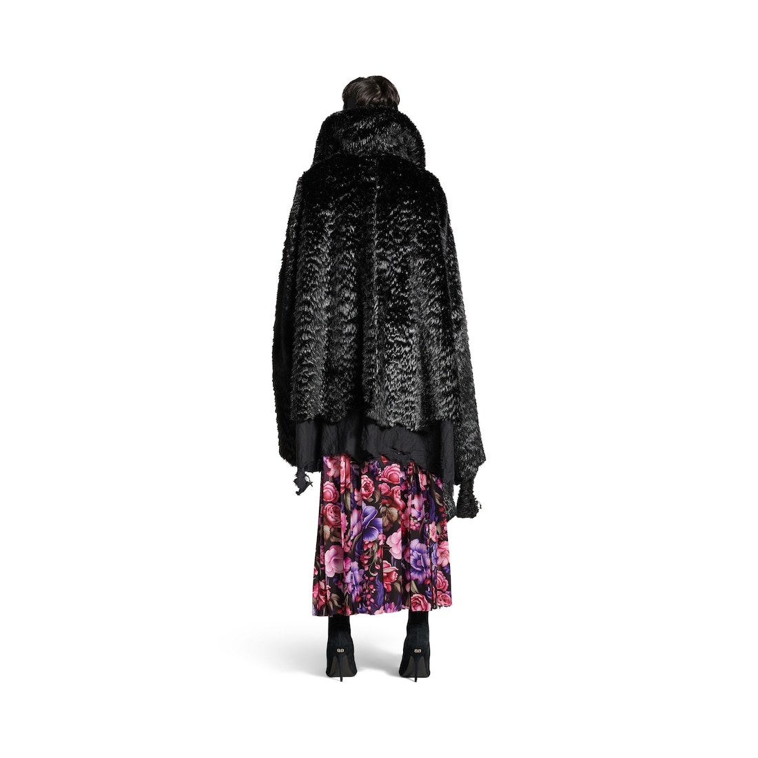 Women's Synthetic Furry Jacket in Black - 4