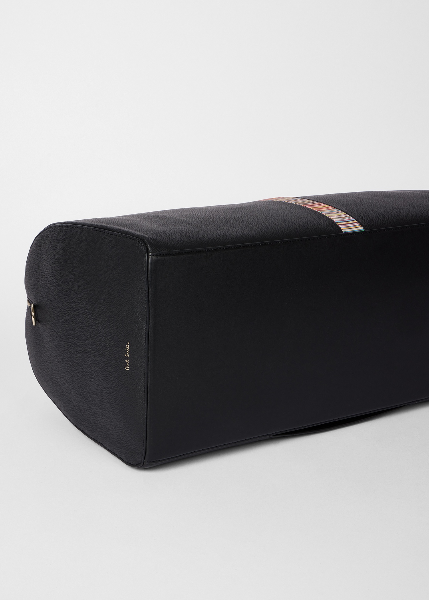 Black Leather 'Signature Stripe' Trim Holdall - 7