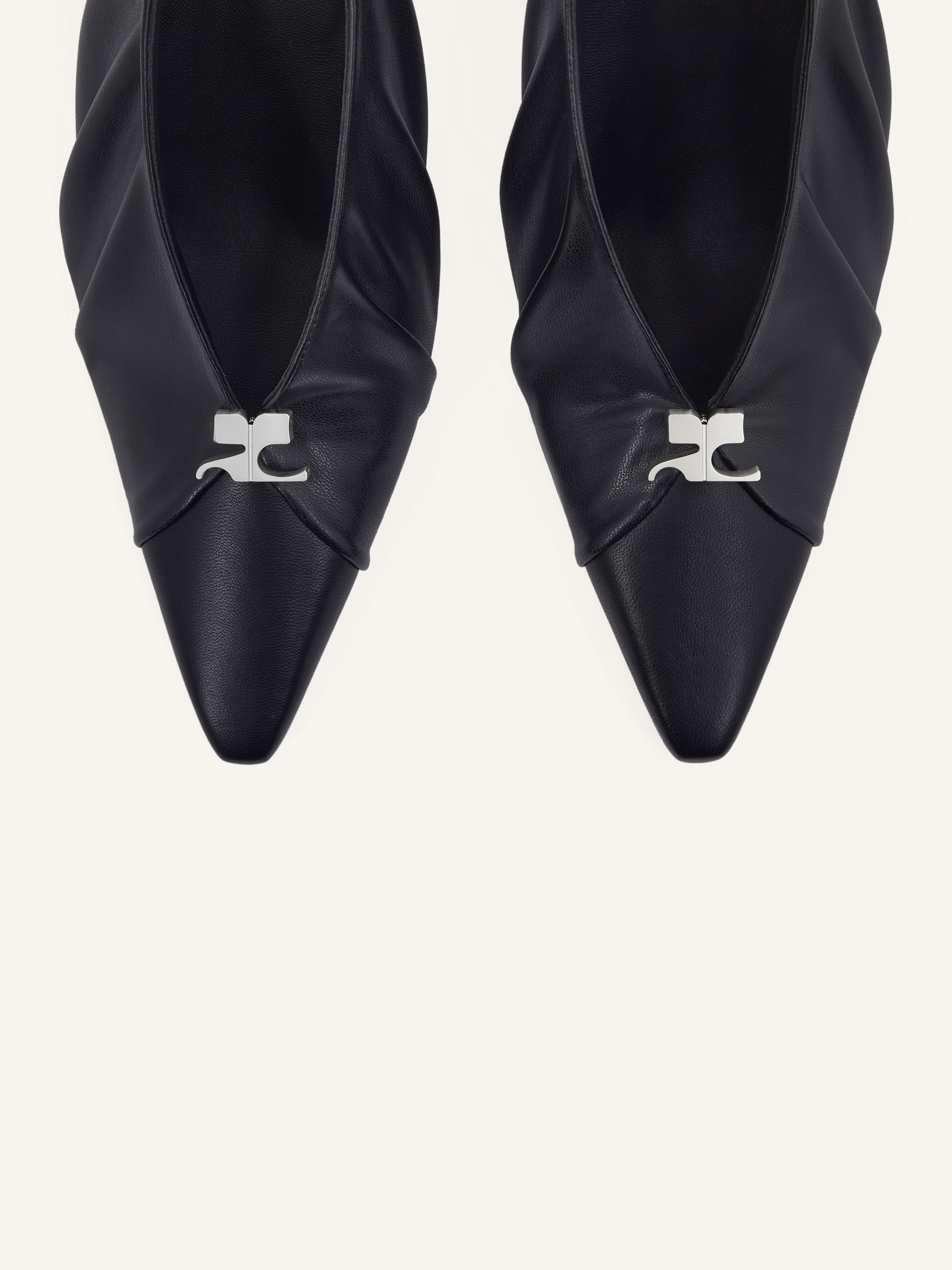 DRAPED STRETCH LEATHER EFFECT SLINGBACKS - 4