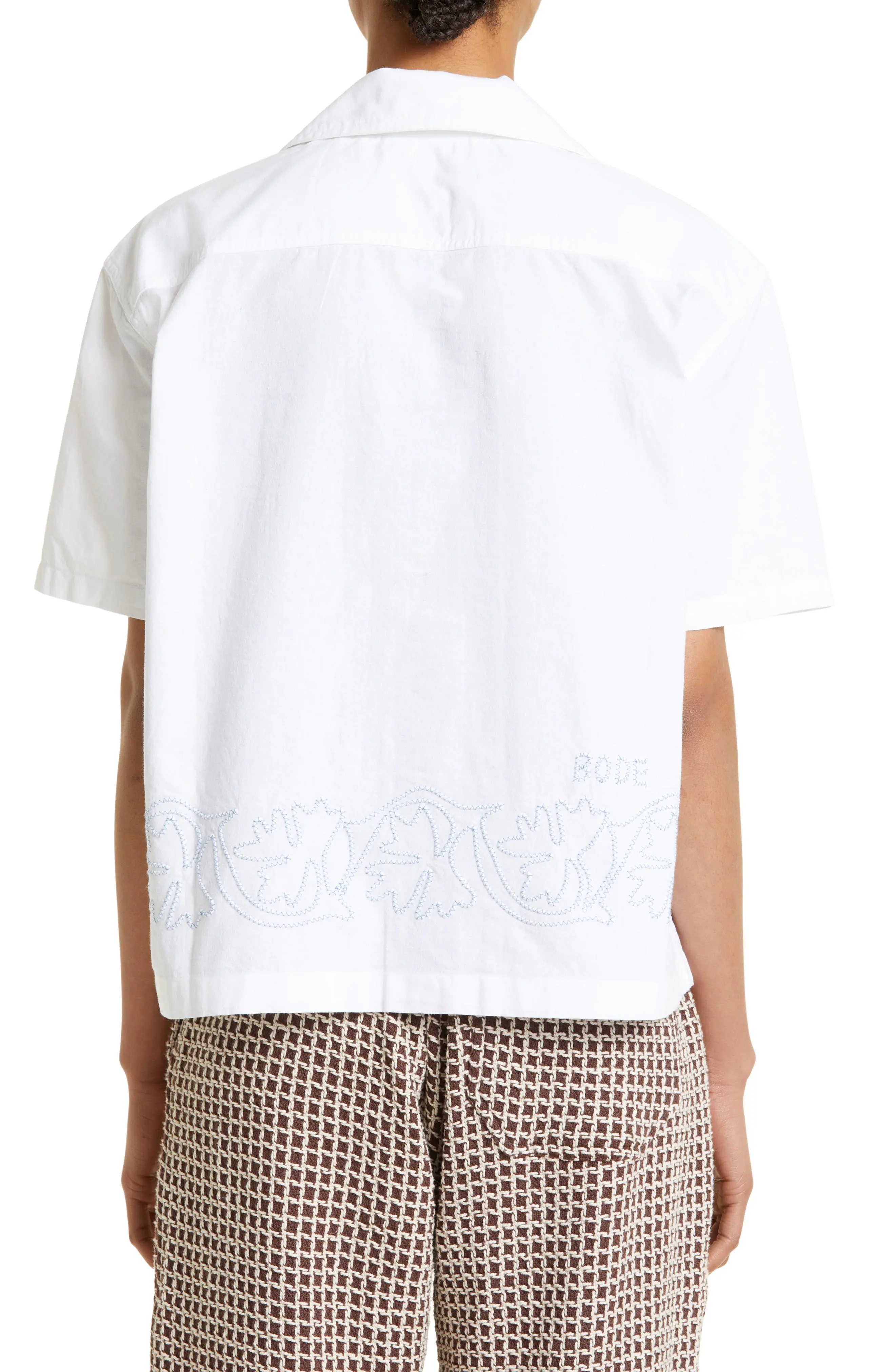 Zig-Zag Couching Short Sleeve Button-Up Shirt - 2