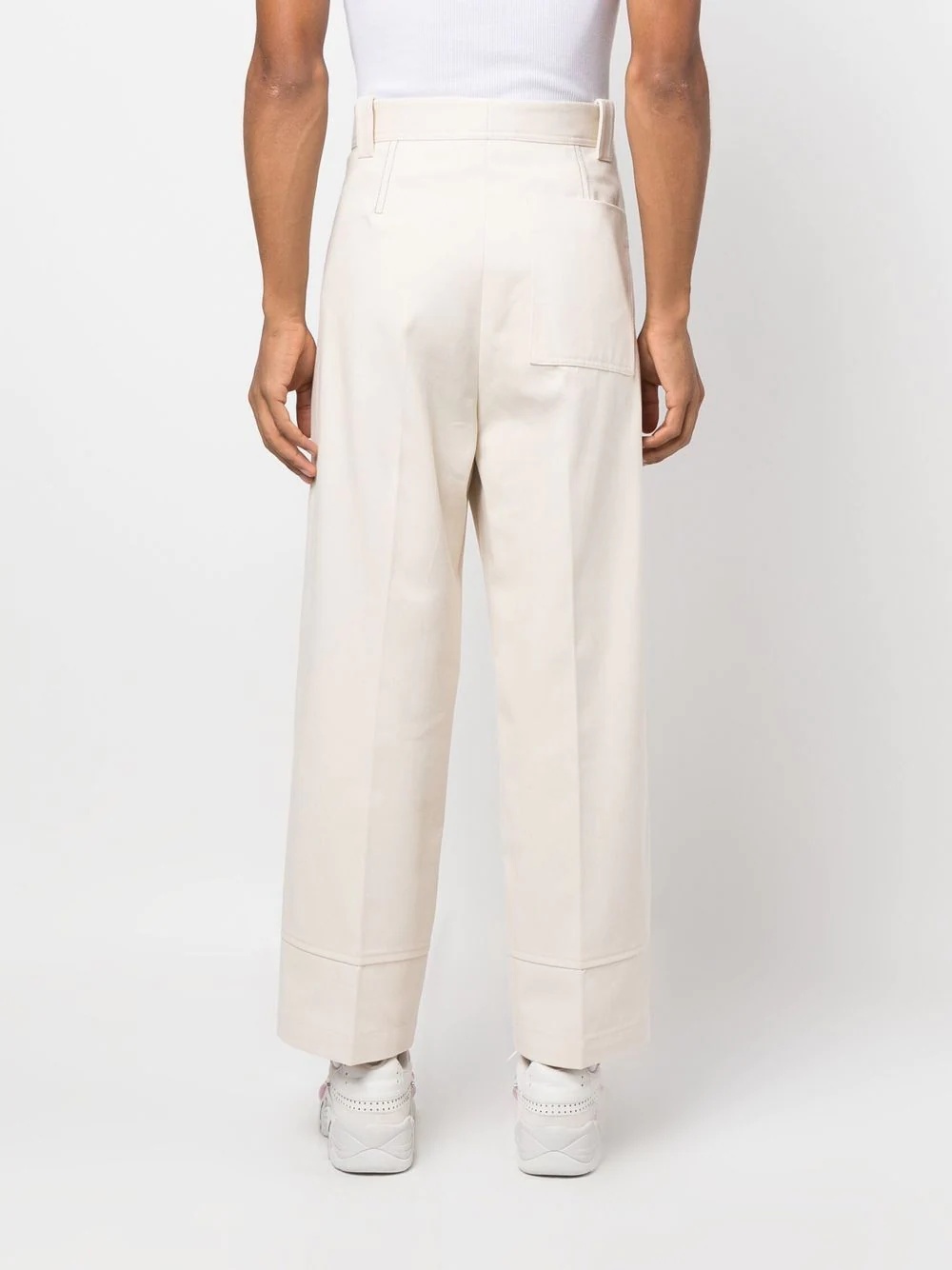 straight-leg cotton trousers - 4