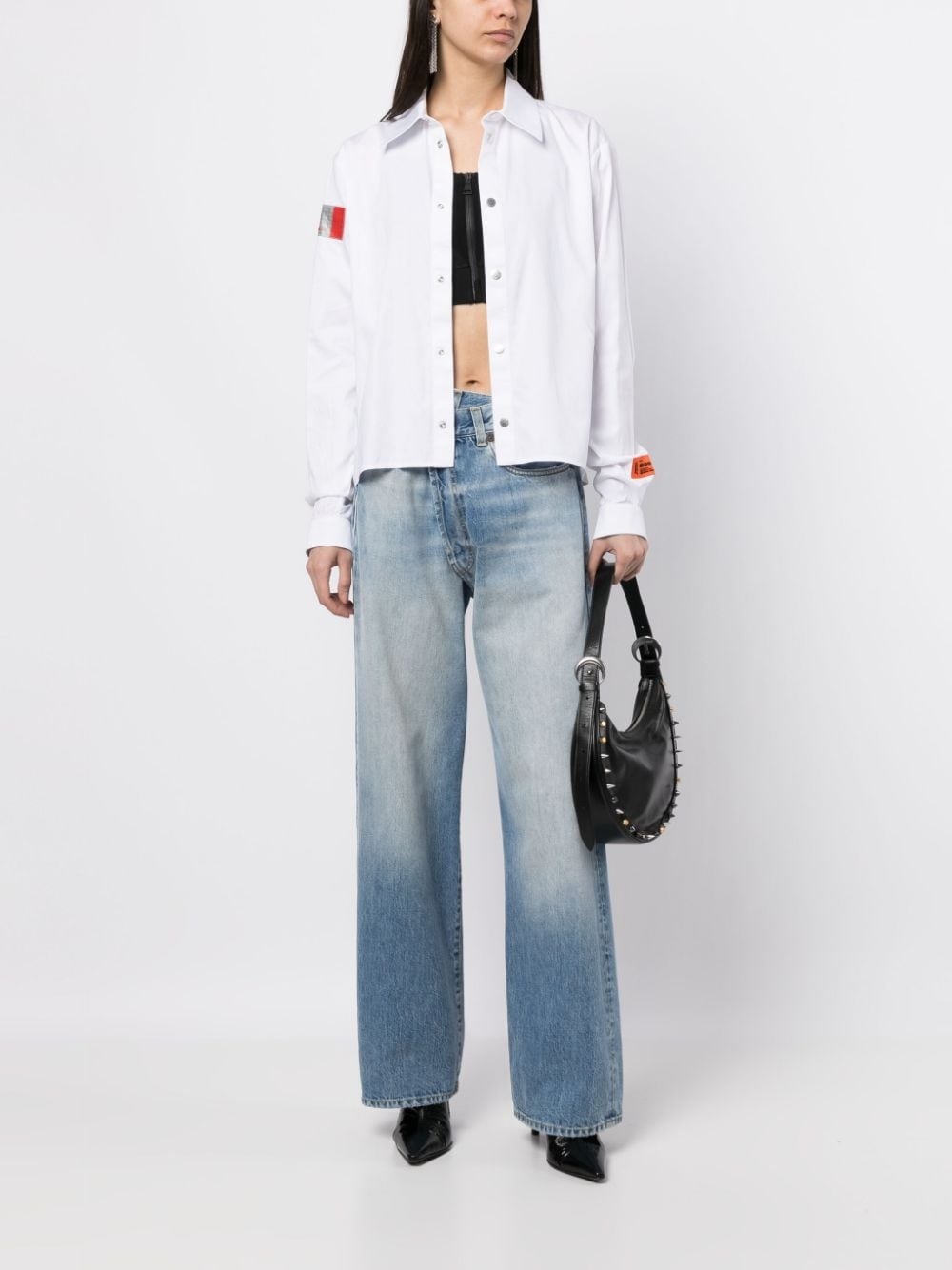 logo-patch cotton shirt - 2