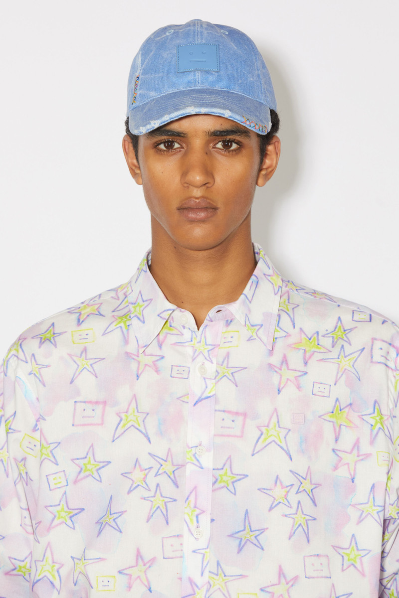 Leather Face patch cap - Powder blue 3