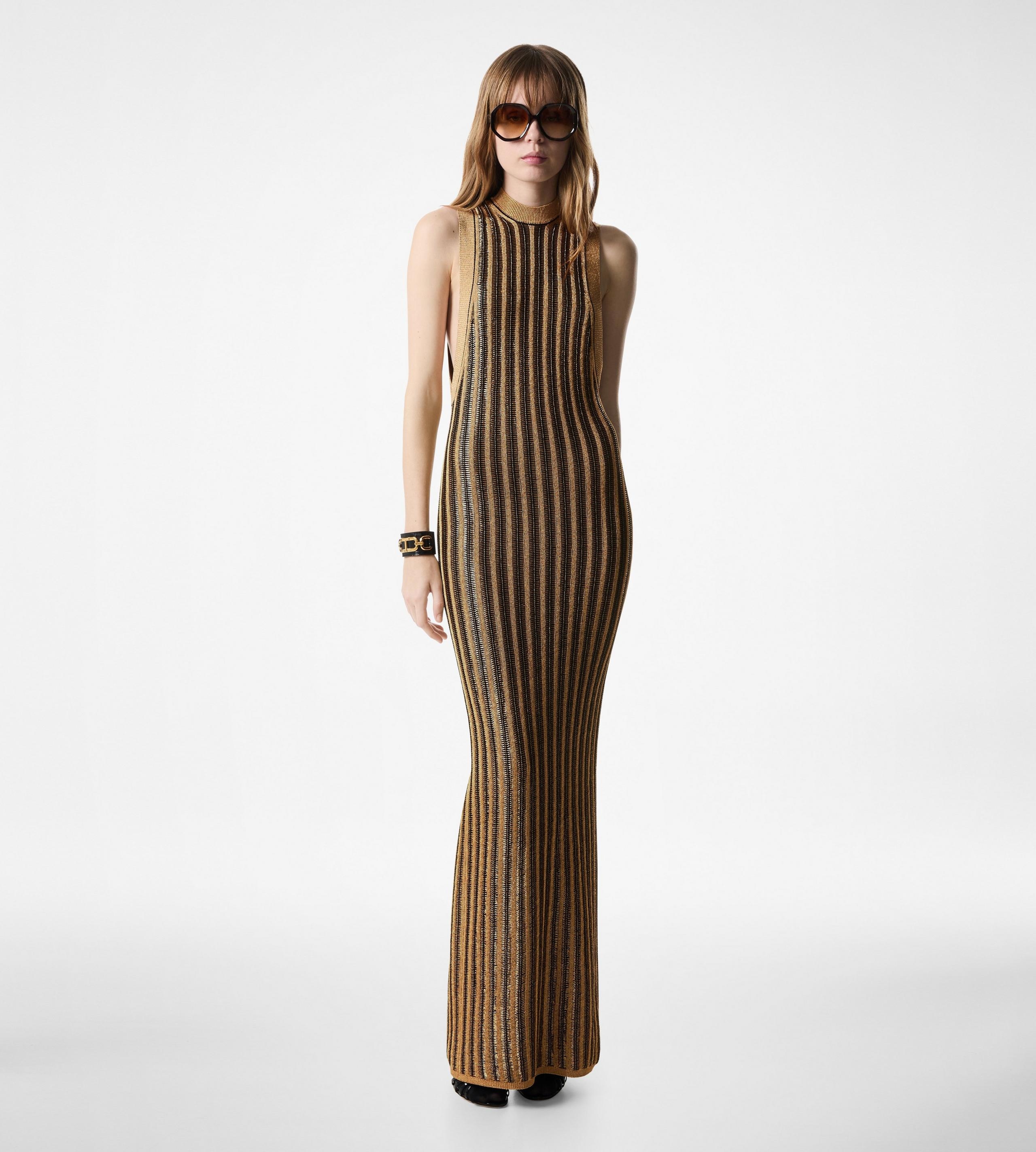 SLINKY VISCOSE AND WOOL RIB KNIT DRESS - 2