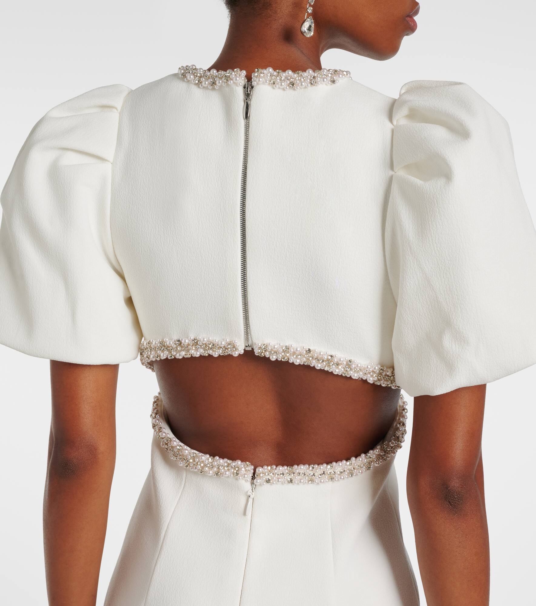 Bridal Alicia embellished crêpe midi dress - 5