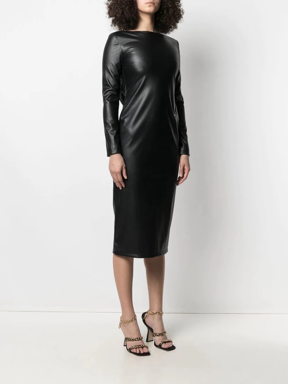 zip-detail open back dress - 3