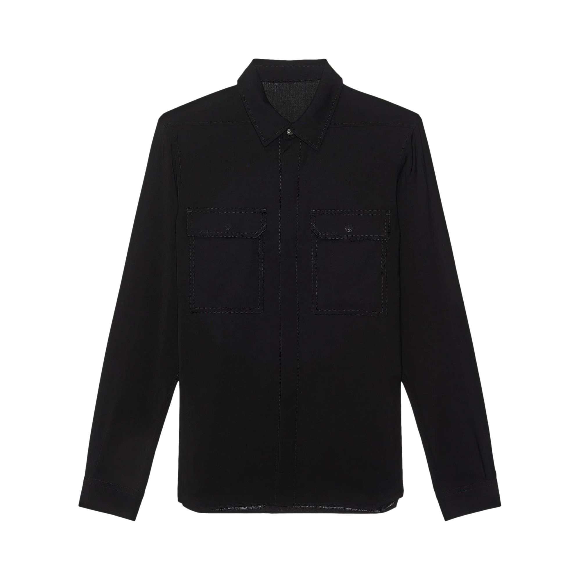 Rick Owens Press Stud Shirt 'Black' - 1