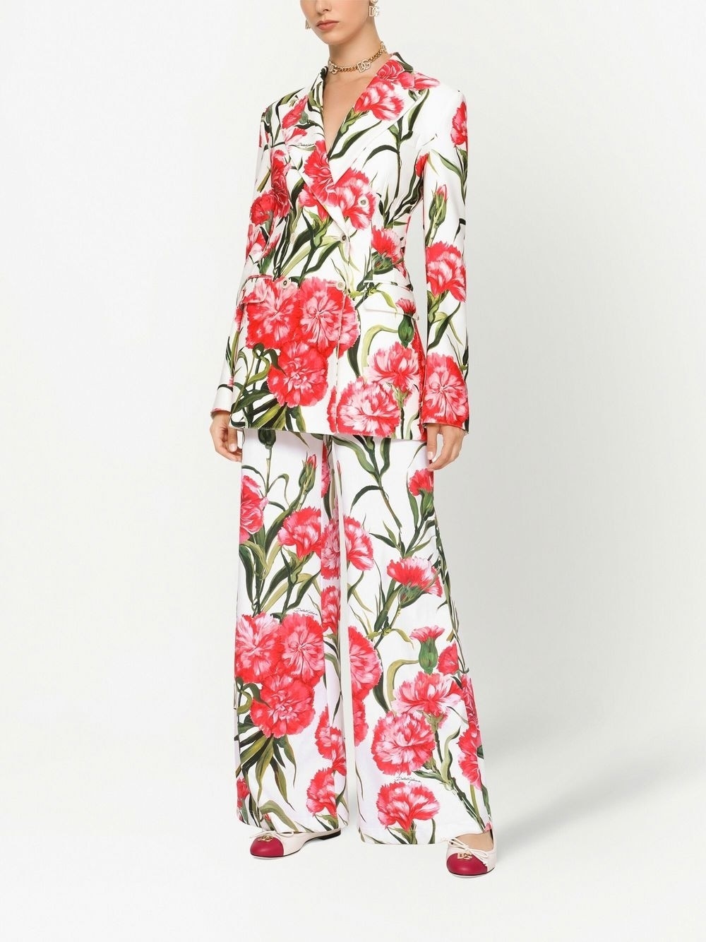 floral-print double-breasted blazer - 3