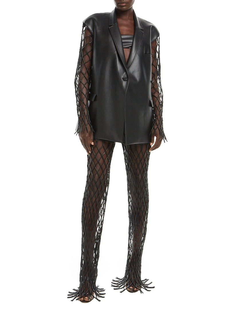 LAPOINTE Faux Leather Mesh Blazer outlook