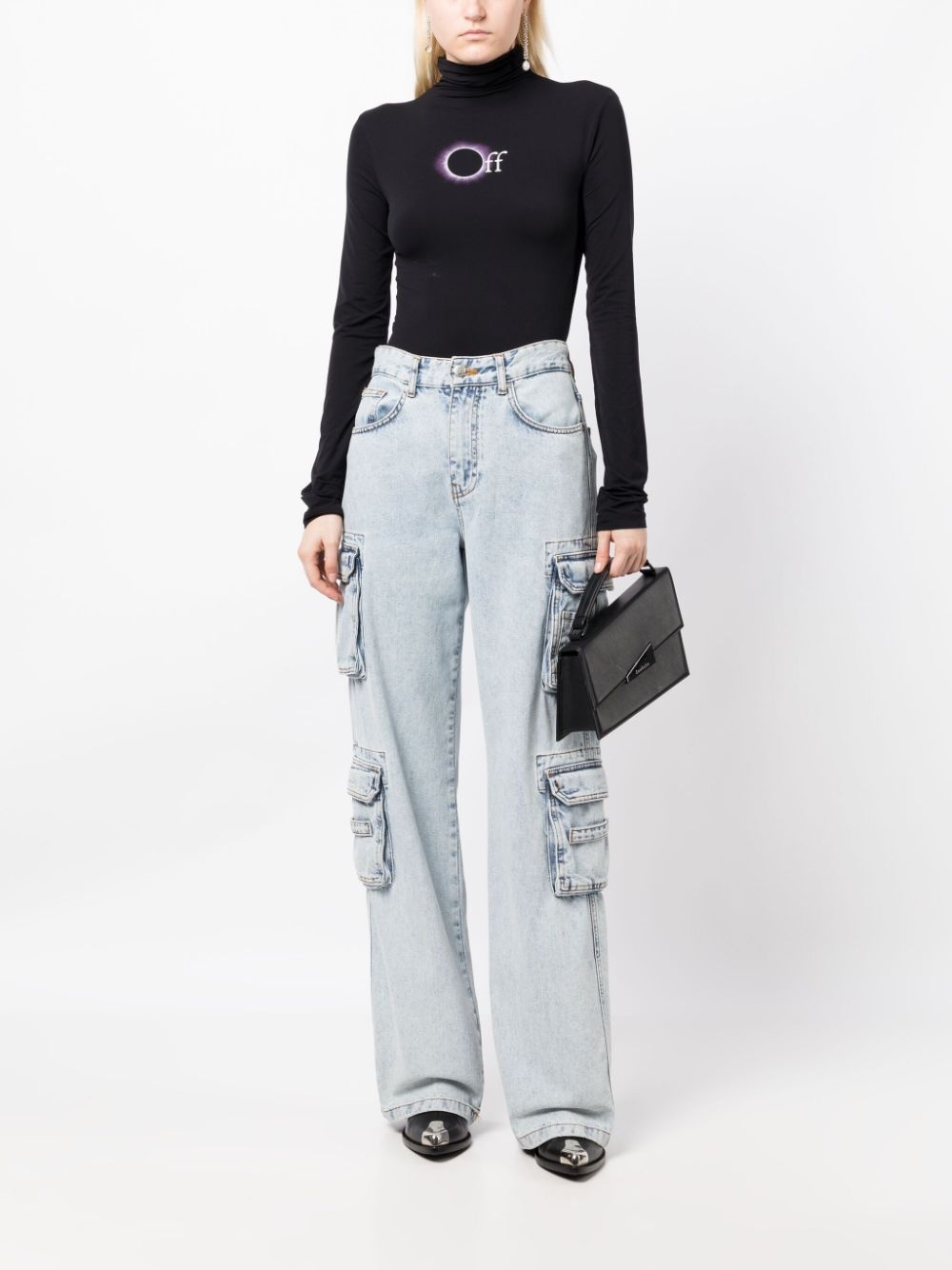 logo-print roll-neck top - 2