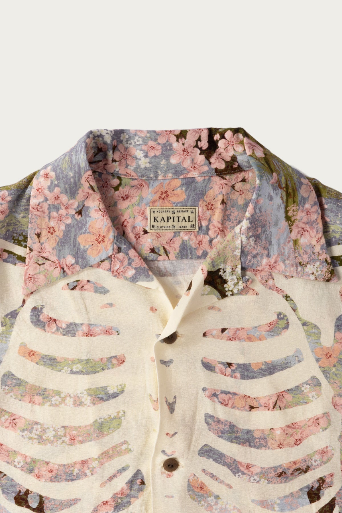 Rayon SAKURA-BONE Aloha Shirt - Sax - 2