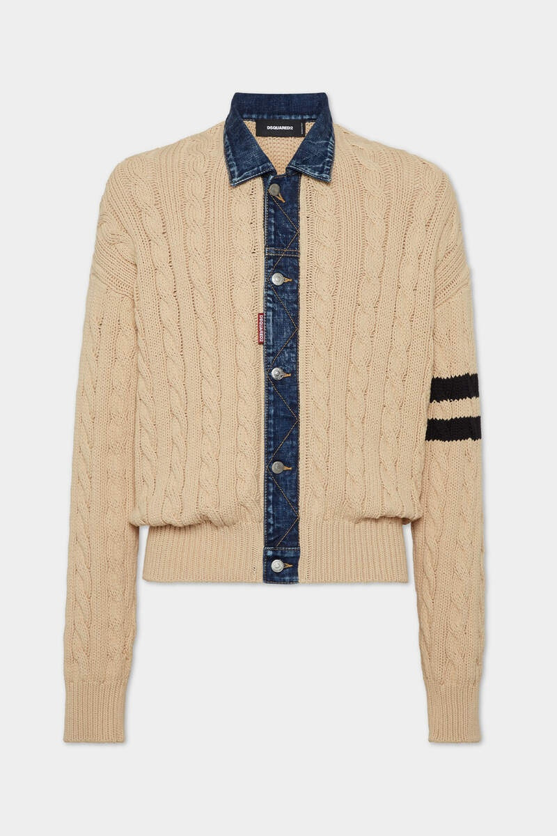 DENIM DETAIL KNIT CARDIGAN 1