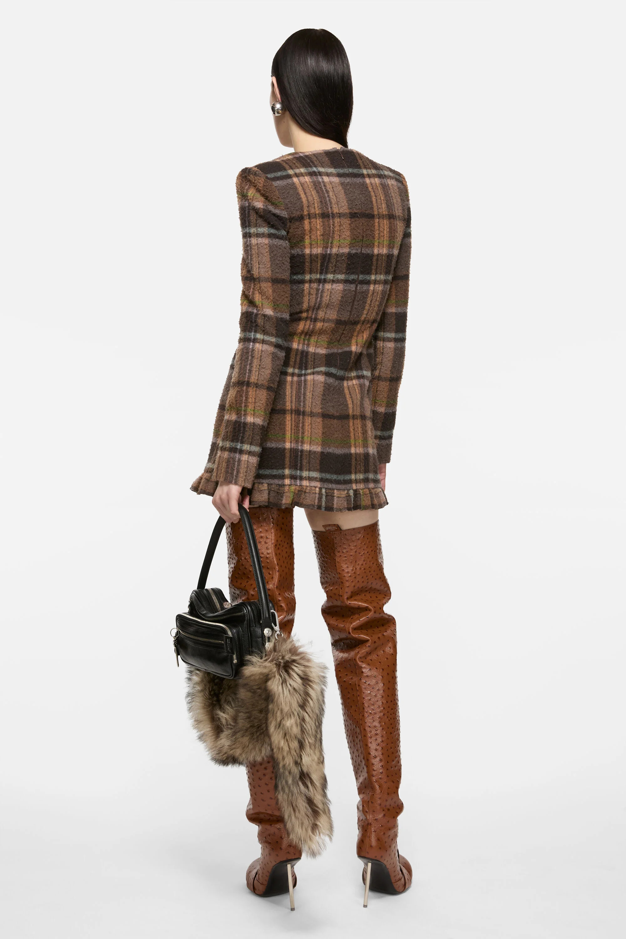 Wool mini dress - Multi brown - 3