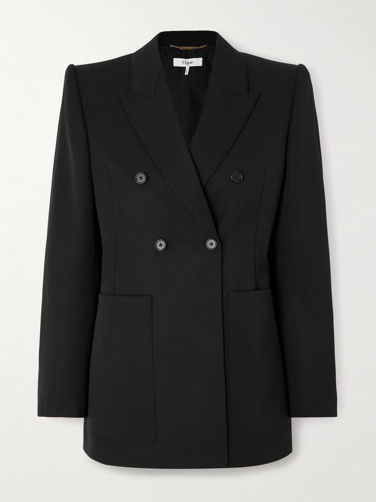 Double-breasted wool blazer Black - 1