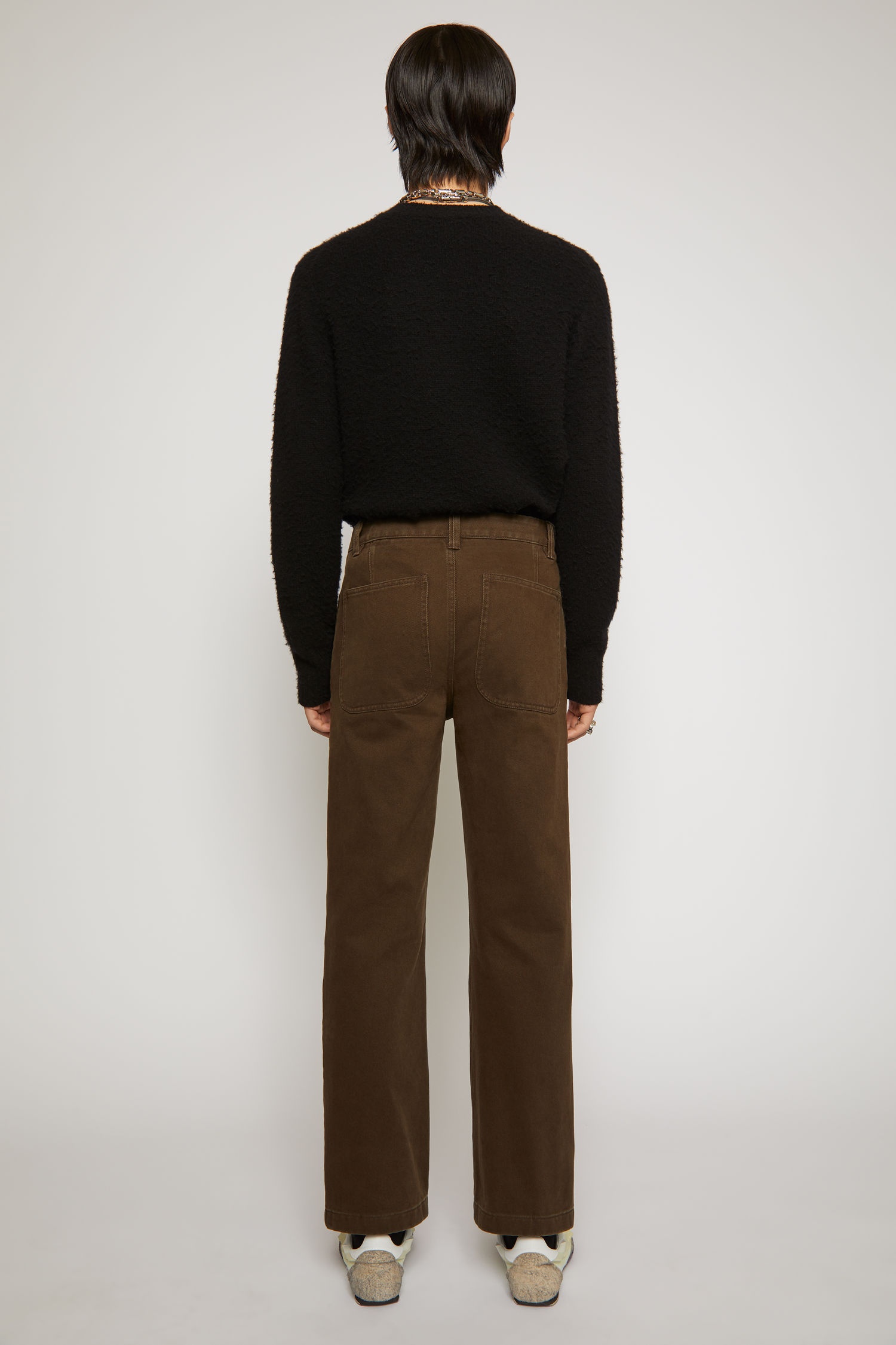 Straight-leg twill chinos dark oak - 4