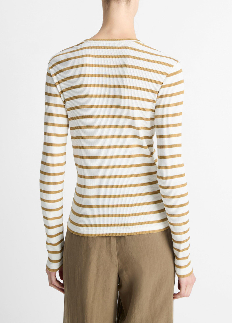 Vince Striped Ribbed Pima Cotton Long-Sleeve T-Shirt outlook