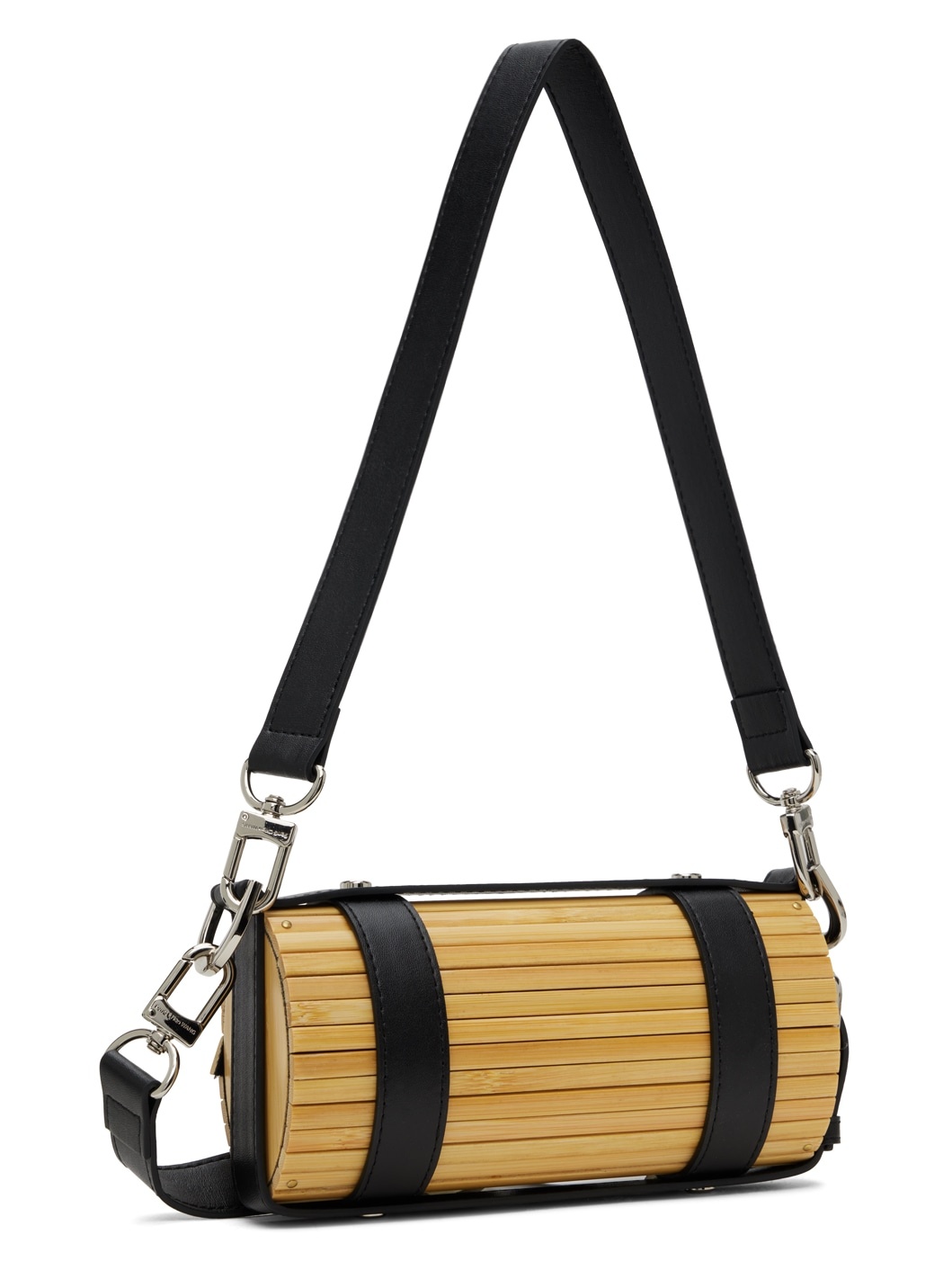 Beige & Black Strap Small Bamboo Bag - 3