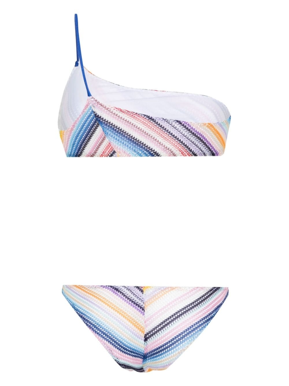 striped one-shoulder bikini - 2
