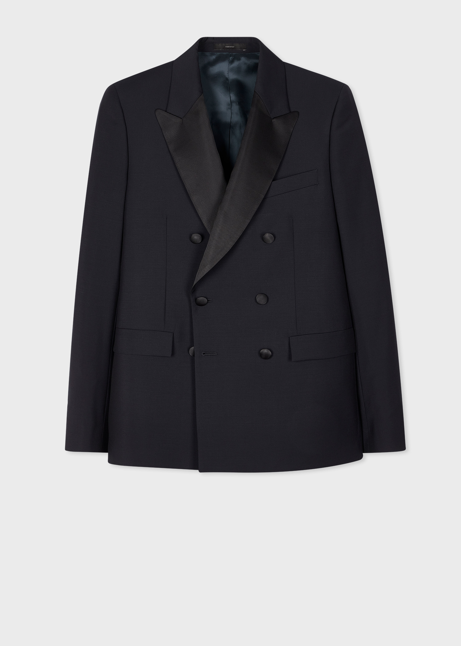 Dark Navy Wool-Mohair Double-Breasted Evening Blazer - 1