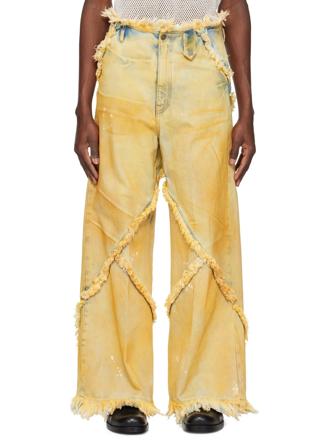 Beige Argyle Jeans - 1