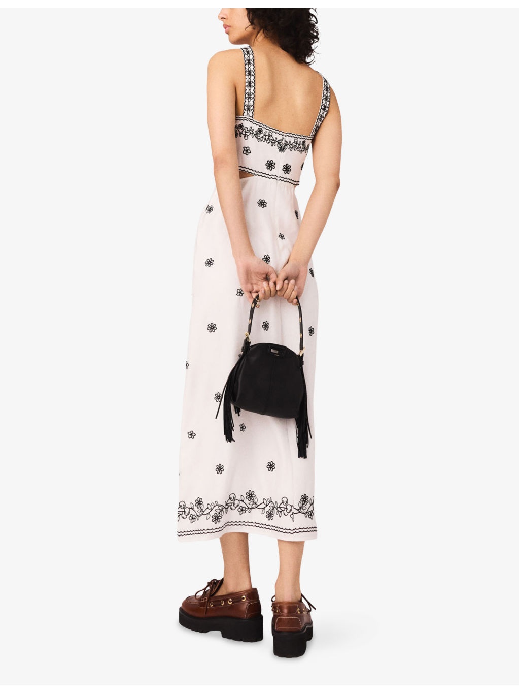 Floral-Embroidered Cut-Out Linen-Blend Maxi Dress - 4