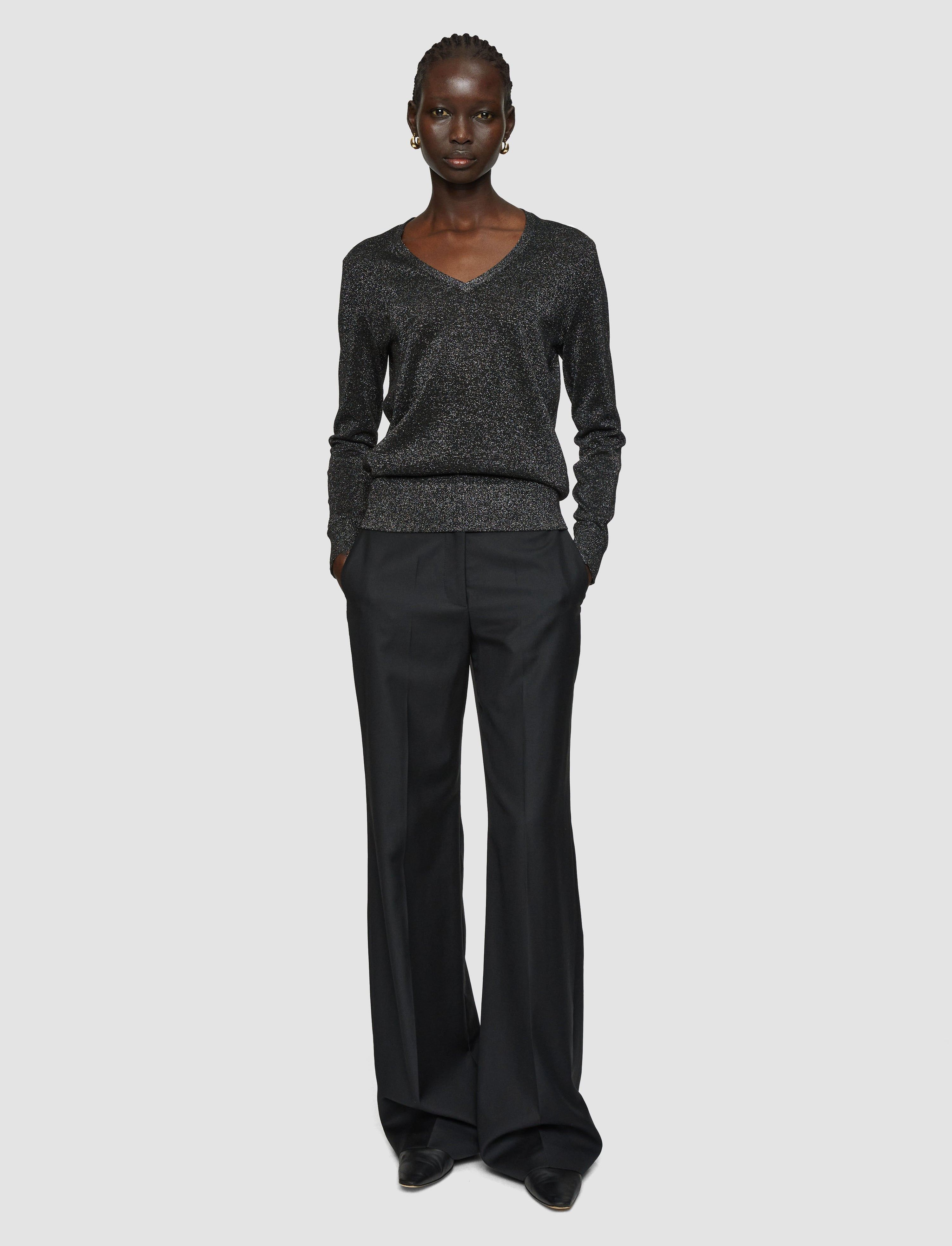 Lurex V Neck Jumper - 2