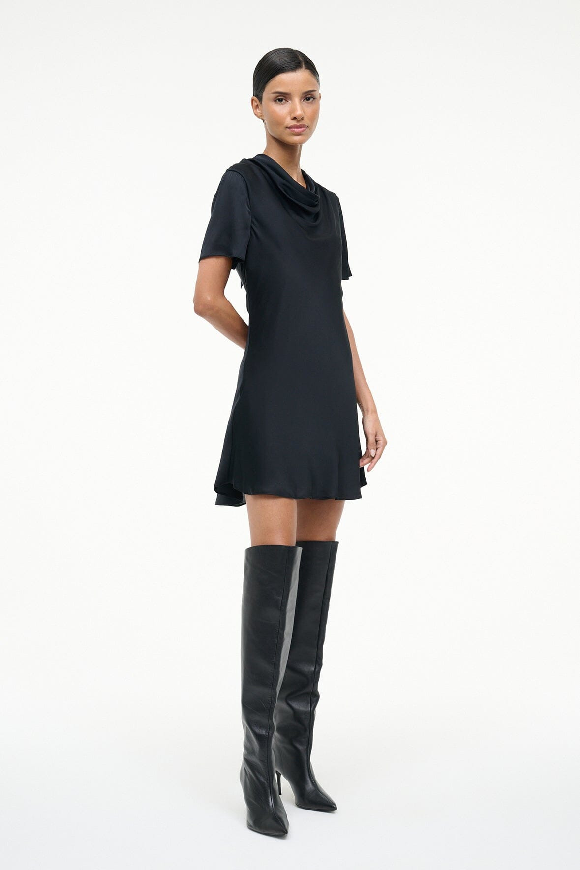 STAUD IRIS SILK DRESS BLACK - 3