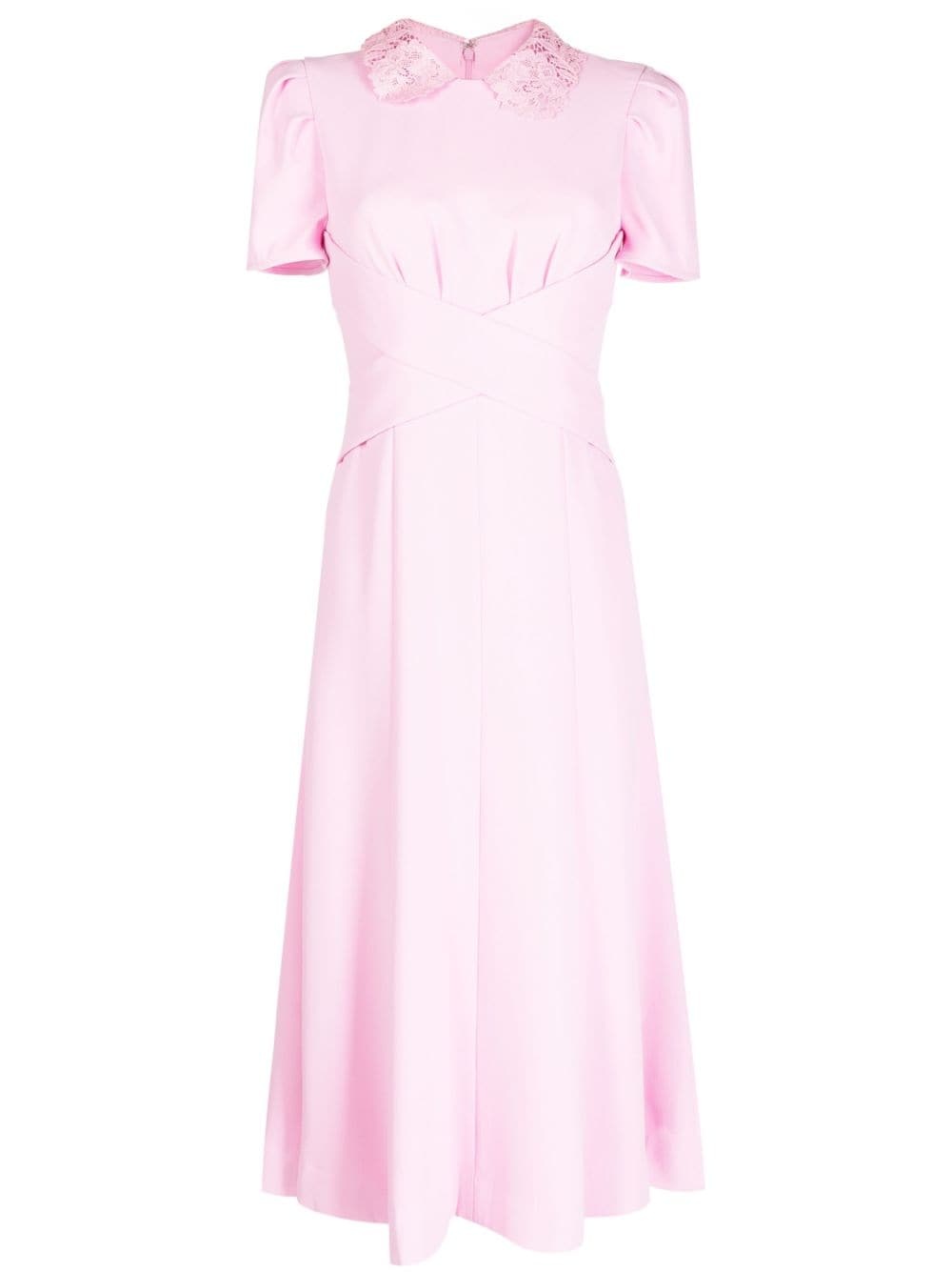 lace-collar midi dress - 1