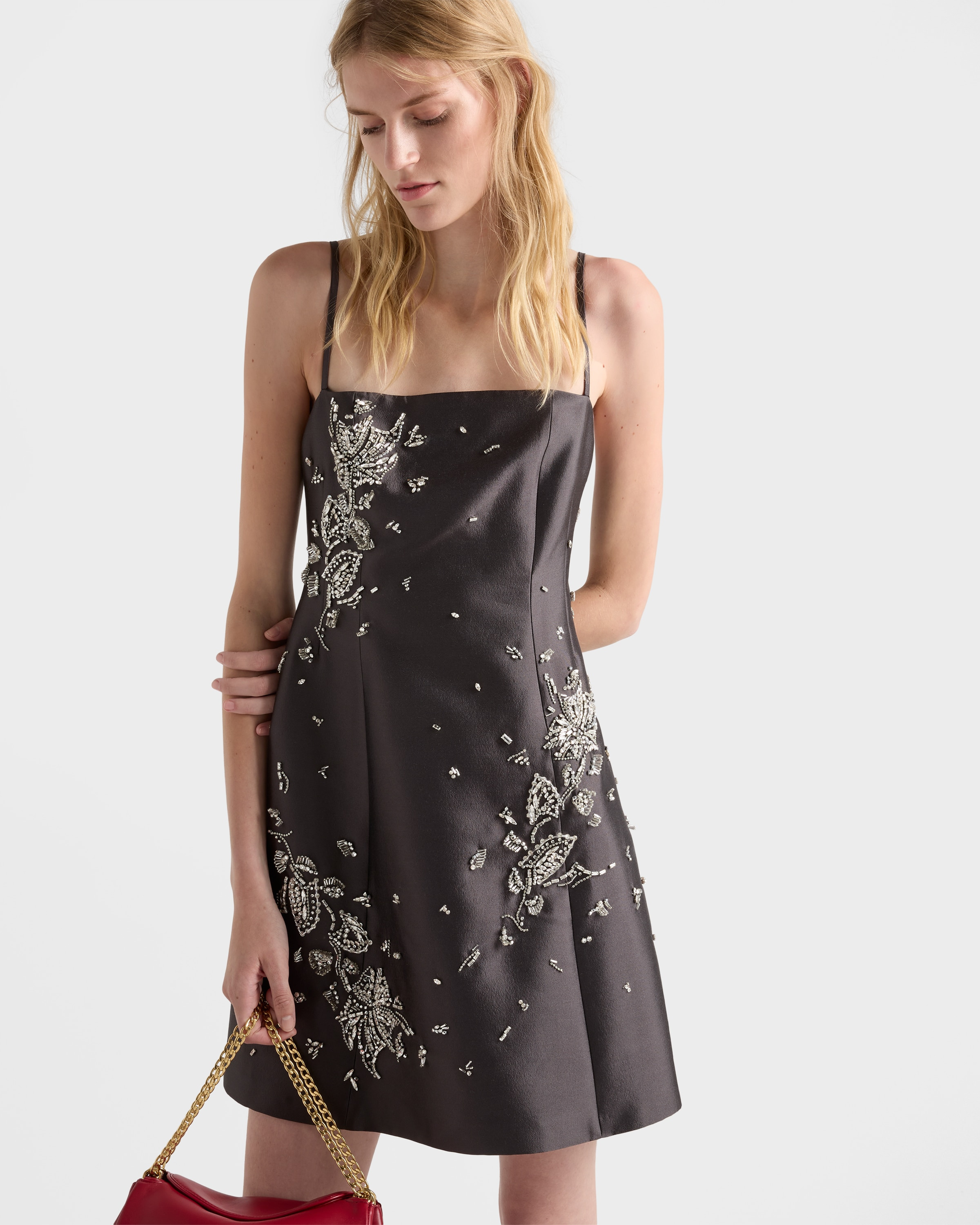 Embroidered silk and wool mini-dress - 3