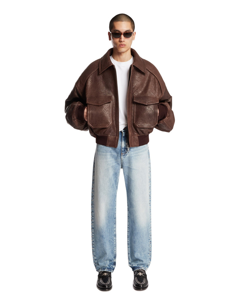 JUUN.J Brown Oversized Leather Jacket outlook