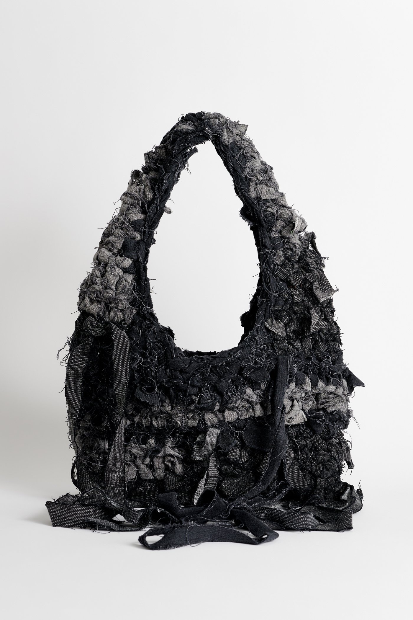 Crochet Crossbody Bag Overdyed Black Chain Twill - 1