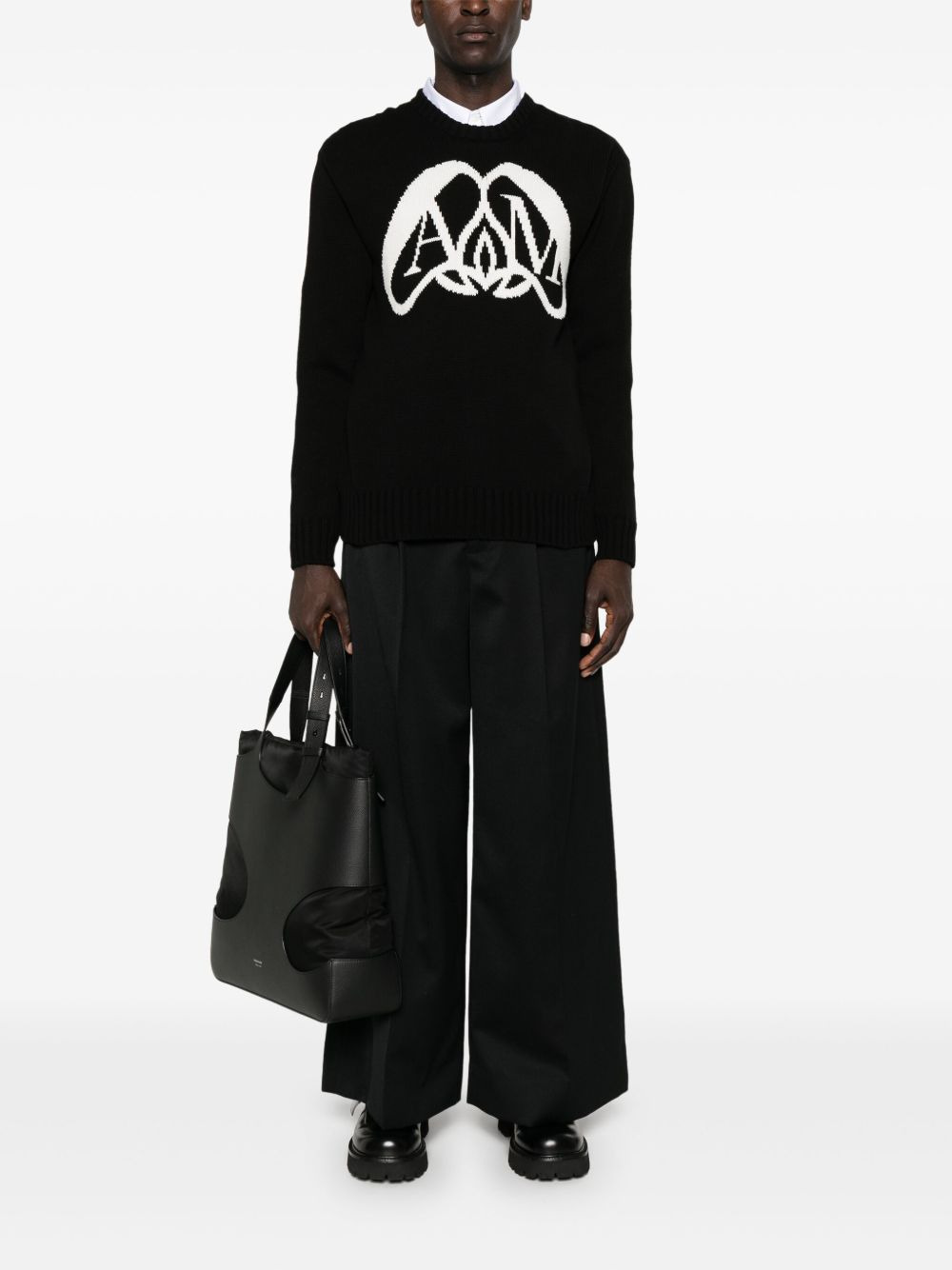 logo-intarsia cotton sweatshirt - 2