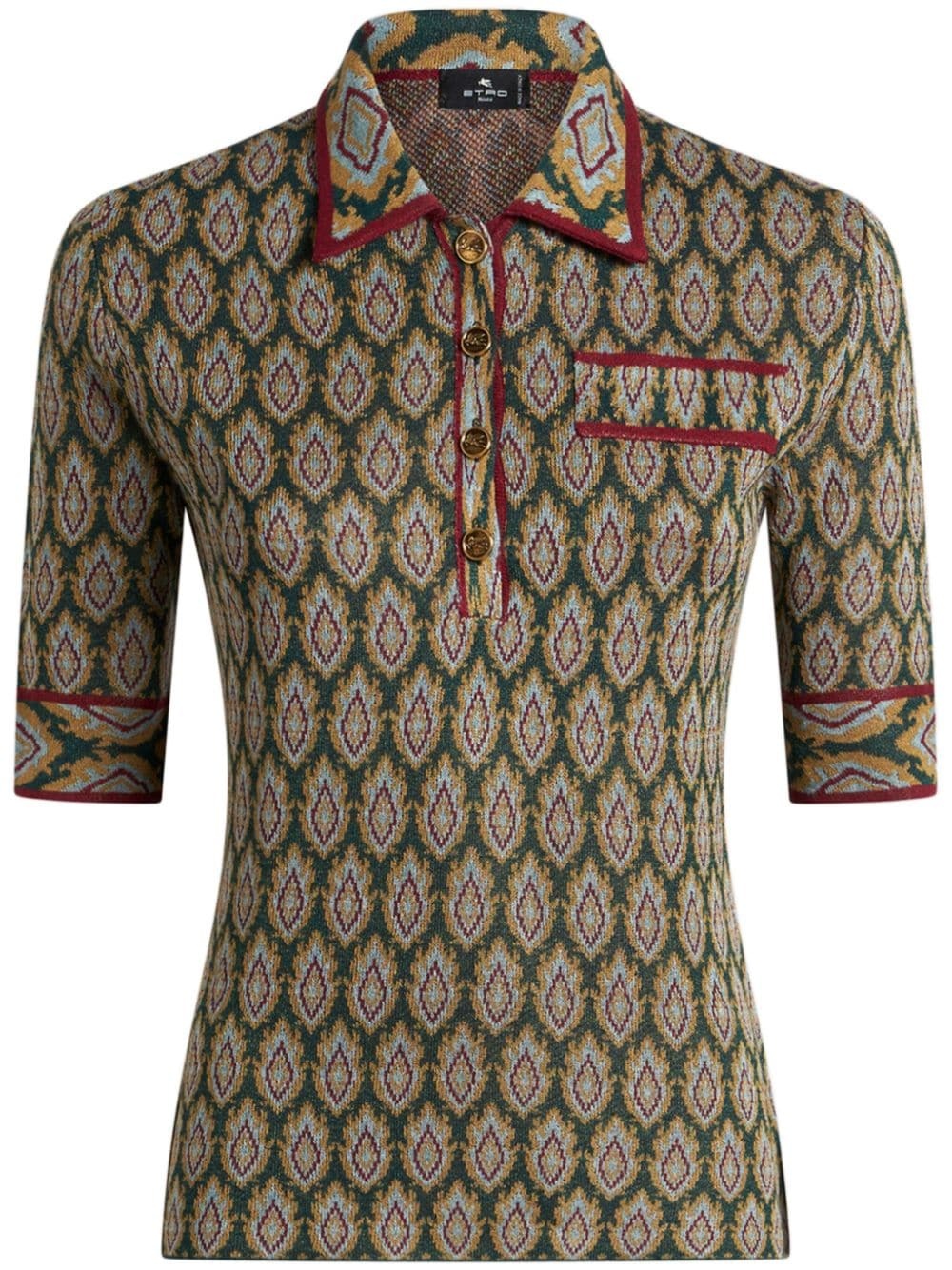 half-sleeves jacquard polo shirt - 1