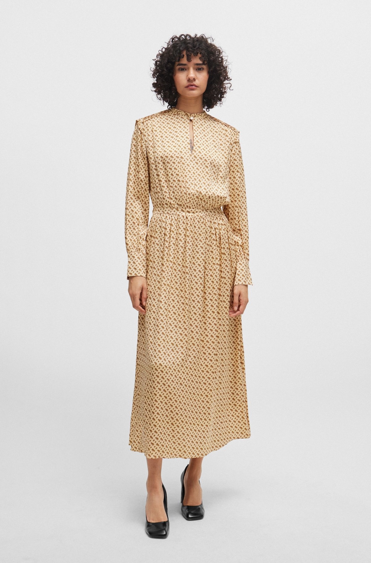 SILK-BLEND DRESS WITH MONOGRAM PRINT - 3