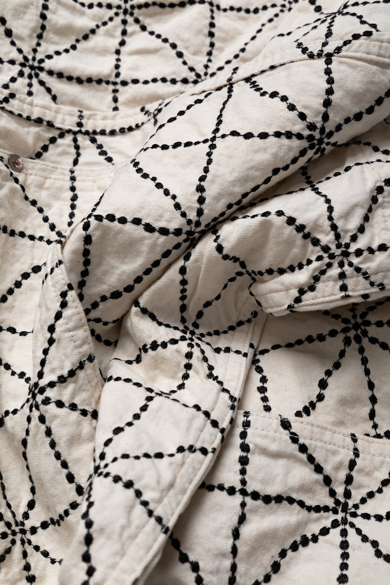 8oz Color Denim FOLD DOJO W-Knee EASY Baggy Pants - Ecru 11