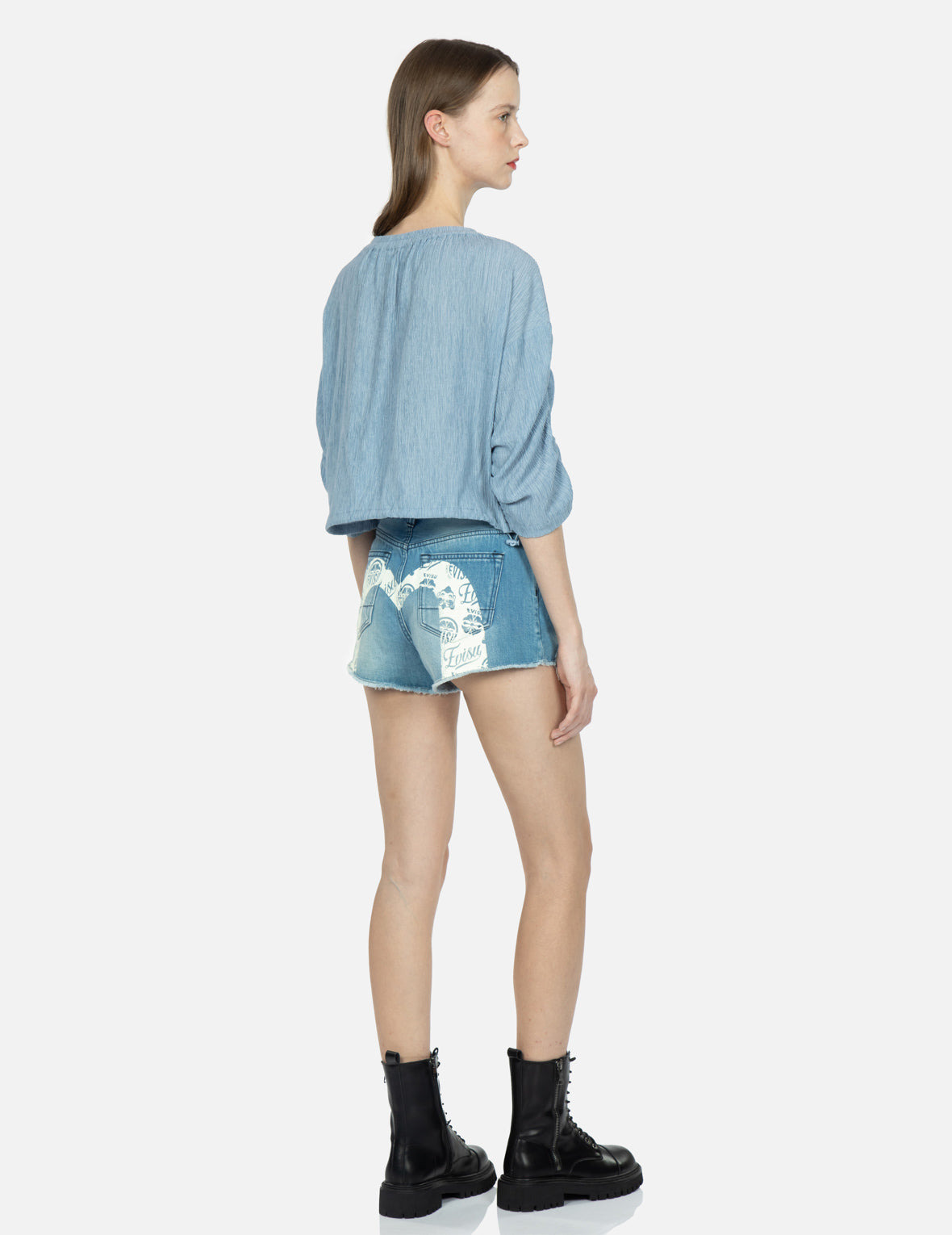 SEAGULL BADGE EMBROIDERY DROP-SHOULDER BLOUSE - 2