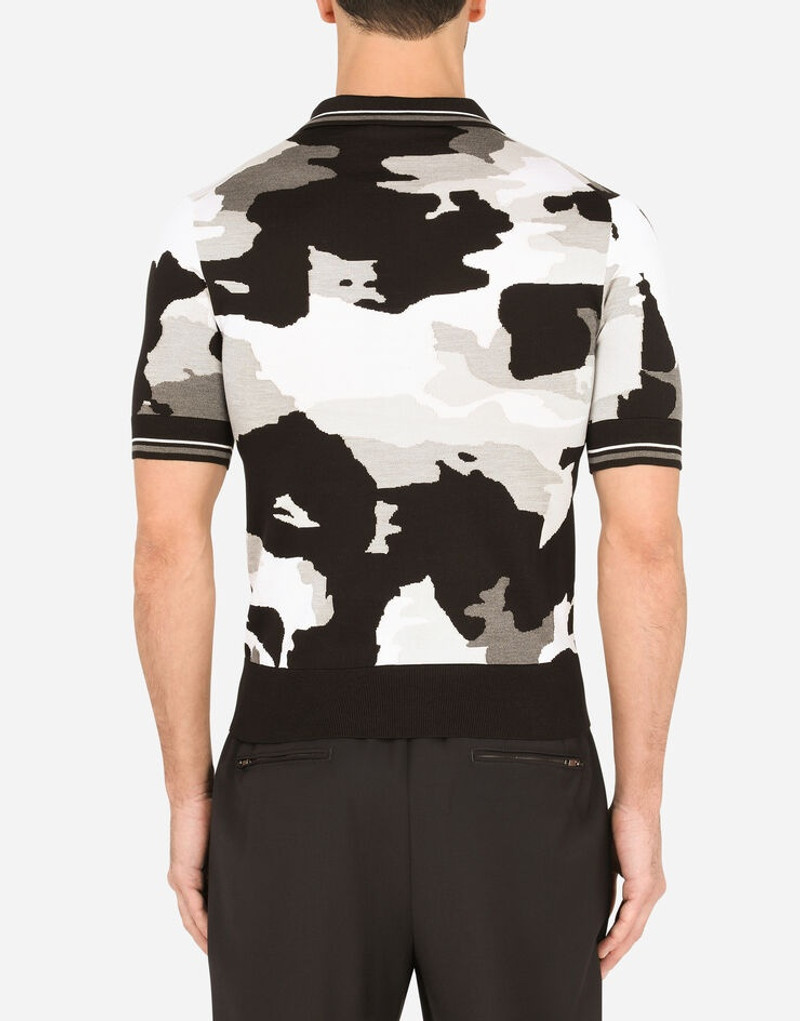 Dolce & Gabbana Silk polo shirt with camouflage inlay outlook
