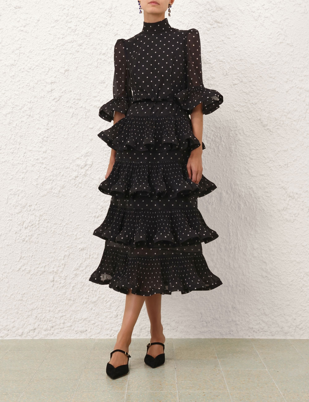 PLEATED SLEEVED MIDI DRESS - 2
