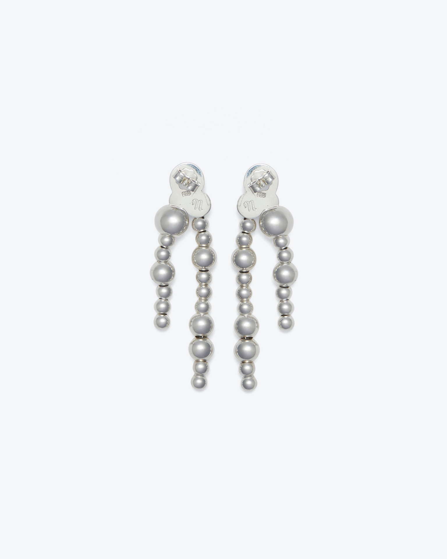 BEADED DROP - Recycled silver earrings - 2